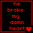 Four red pixelated text on black background with heart symbols changing across frames