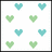 Pixelated heart with teal and green hearts on white background, accompanied by cyan text about falling through nights and needing a sign to go on
