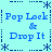 Pixelated text and star symbols arranged in a on light blue background with no visible animation changes
