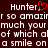 Pixelated text on dark brown background with red heart symbol replacing 'i' in 'Hunter'