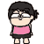 Pixelated cartoon character in pink top and black shorts performing sequential actions from standing to bending over.