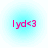 Four identical light blue circular icons with pink text 'lyd<3' centered on each.