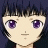 Pixelated anime-style character face with purple eyes and dark hair on left, next to black background with white text "Anime IM" and stylized signature on right.