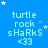 Blue background with repeated text and star animations; each contains 'turtle rock sHaRkS <33' in light blue, white stars move across the