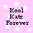 Pixelated text 'Kool Katz Forever' on a pink background with white stars, displayed in four identical quadrants.