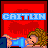 Pixelated image of a person with curly brown hair lying down, wearing a blue top, against a red background with a blue banner reading "CAITLIN".