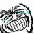 Pixelated black-and-white cartoon face with cyan accents, showing a wide open mouth and eyes, in a static pose with no visible animation changes.