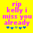 Yellow background with pink pixelated text reading 'rip kelly i miss you already' and five blue/green star icons below.