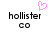 Pixelated 'hollister co' text with a pink heart symbol above the left instance on white background.