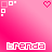 pink gradient backgrounds with repeating 'brenda' text and alternating heart-square icons in white, red, and light pink