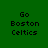 Four pixelated text arrangements on green background with varying bright green highlight bars over 'Go', 'Boston', or 'Celtics' lines.