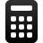 Black calculator icon with rounded corners, a rectangular display area, and nine square buttons arranged in a 3x3 grid below the display.
