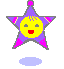Five star-shaped icons with yellow faces display varying expressions and poses against a gray background.