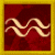 A static pixelated icon with a golden border, red background, and two light beige wavy lines resembling water or zodiac symbols.