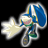 A pixelated contact sheet showing two frames of an animated AIM buddy icon featuring a cartoon character with blue hair and a star, alongside text reading "Anime IM" and "com" on a black background.
