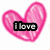 Pink heart-shaped icon with black text overlays reading 'i love', 'my crazy-amazing', and 'friends <33' across three distinct frames.