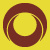 A circular icon with a dark brown outer ring and a bright yellow background, featuring a central yellow circle and two curved brown lines on the left side.