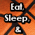 A basketball-themed buddy icon with pixelated text reading "Eat, Sleep, & Bakset-ball!! What else is there?" on an orange and black patterned background.