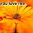 orange flowers with text overlays changing across frames, showing 'you love me', 'you love me not', and 'uh you love me' in white pixelated font