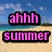 Pixelated text overlays on a beach background with blue sky and ocean, featuring pink, red, and green lettering.