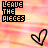 Animated icon with pink and orange striped background showing heart shapes changing from open to closed, text 'LEAVE THE PIECES' at top left, 'WHEN YOU GO' at bottom left.