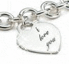 A silver heart-shaped pendant on a chain with 'I love you' text, shown in three slightly different frames of an animated contact sheet.
