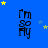 Animated contact sheet showing 11 frames of a blue background with yellow and light-blue stars, each frame containing the text "I'm so Fly" in black pixelated font arranged in a grid layout.