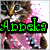 A static image shows a cat with green text reading 'Apple' over pink and white background.