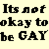 Pixelated text displays "Its not okay to be GAY" with red-styled 'not' and crossed-out versions of the phrase.