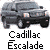 Pixelated image of a dark gray sedan with visible headlights and wheels, labeled 'Cadillac Escalade' in bold black text below.