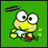 A 48x48 pixel animated buddy icon featuring a yellow cartoon frog on green background with