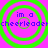 Four identical circular green concentric rings on a bright pink background with blue pixelated text reading "im a cheerleader" across the center.