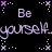 A 4x4 contact sheet of a pixelated animated icon featuring repeated text phrases in purple and white on a black background with pink star-like symbols, showing frame-to-frame variations in the word "Taken" coloration.
