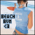 identical beach-themed images showing a person in a blue shirt from behind on a sandy shore with ocean waves, each containing text and emoticon elements