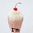 Pixelated image of a milkshake with whipped cream and cherry, featuring text 'I'm' on left and 'whipped <3' on right.