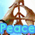 A static image with four distinct sections: a peace sign made by hands, the word "Peace" in blue, a heart drawn in sand with the word "Love" in blue, and the phrase "Always" with a red heart.