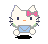Pixelated white cat with pink bow holds light blue envelope; orange text 'MAIL' appears below in