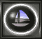 A circular icon with a sailboat silhouette inside a glowing ring, displayed in four variations showing different ring states.