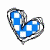 A contact sheet of 11 heart-shaped animated icons with checkered patterns in blue, purple, and pink hues on a white background.
