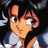 A pixelated anime-style character with dark hair and blue eyes appears on the left side of a contact sheet, while the right side displays stylized text "Anime IM" above smaller cursive text against a black background.