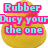 A pixelated yellow circular icon with cyan text in pink outlines, displaying partial phrases about a rubber ducky.