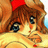 Pixelated anime-style character with brown hair and red bow, resting head on hand against black background with white text.