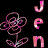 Animated contact sheet showing two frames of a pink floral design with stylized 'JFN' text on black background.