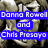A four- of pixelated text overlays on blurred backgrounds, with blue and purple text reading names and phrases