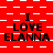 Red background with white checkered patterns and repeated text "I LOVE ELANNA" in black pixelated font across multiple