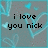 Pixelated text reads 'i love you nick' on a gray background with cyan and blue pixelated patterns.