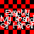 Red and black checkered background with repeated white text reading "Exactly My Friend of Hira" in a distorted, glitchy style.