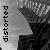 A grayscale animated icon with a repeating pattern of distorted and reality-themed text alongside a pixelated figure with a striped top and dark lower body.