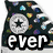 A collage of four distinct shoe-themed images with text overlays, featuring Converse-style sneakers and a heart symbol.