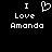 Black background with white pixelated text reading "I Love Amanda" and a heart symbol replacing the word "Love" in the left view.